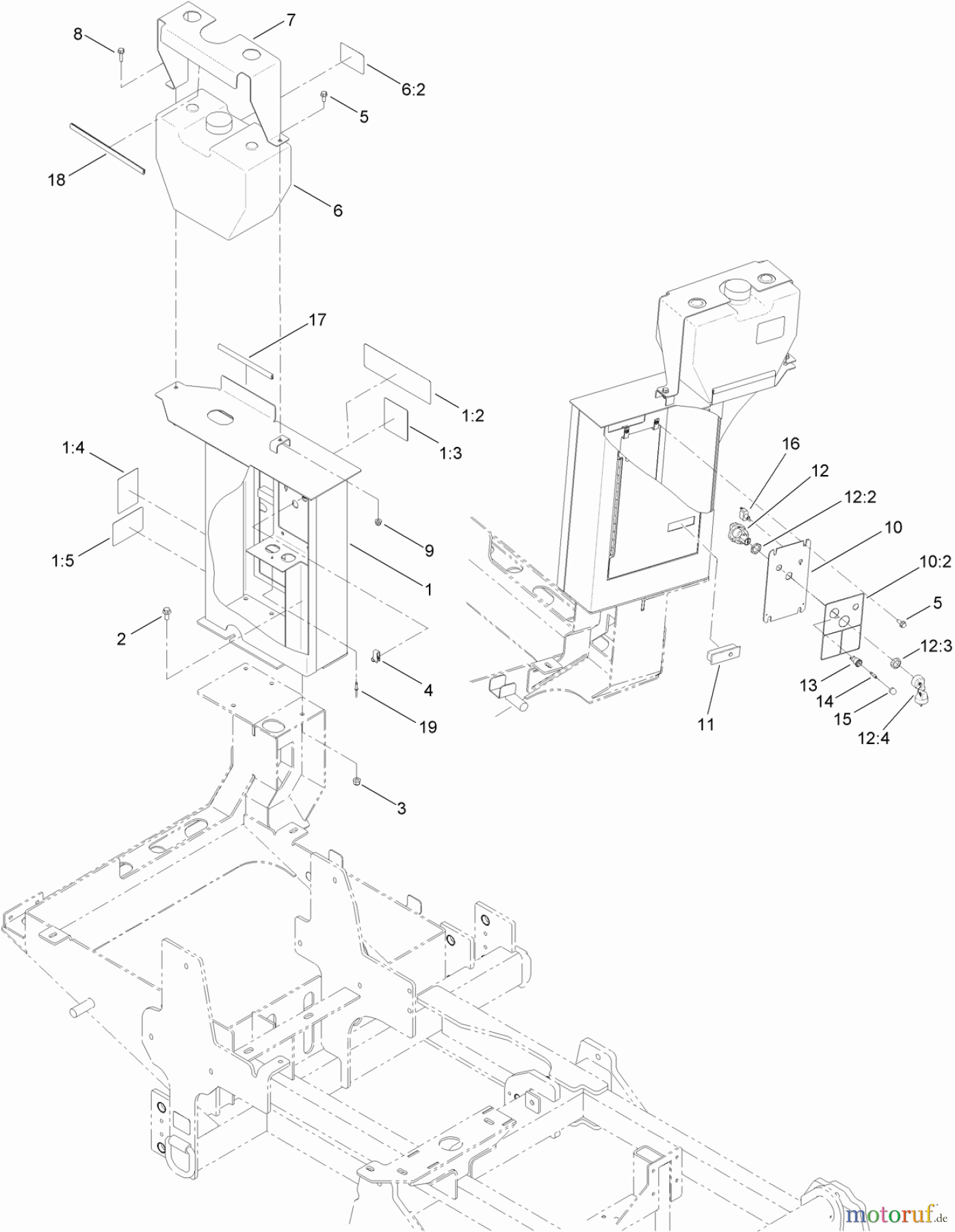  Zubehör 23800 - Toro 2024 Directional Drill (SN: 313000001 - 313999999) (2013) REAR CONTROL BOX AND COOLANT TANK ASSEMBLY