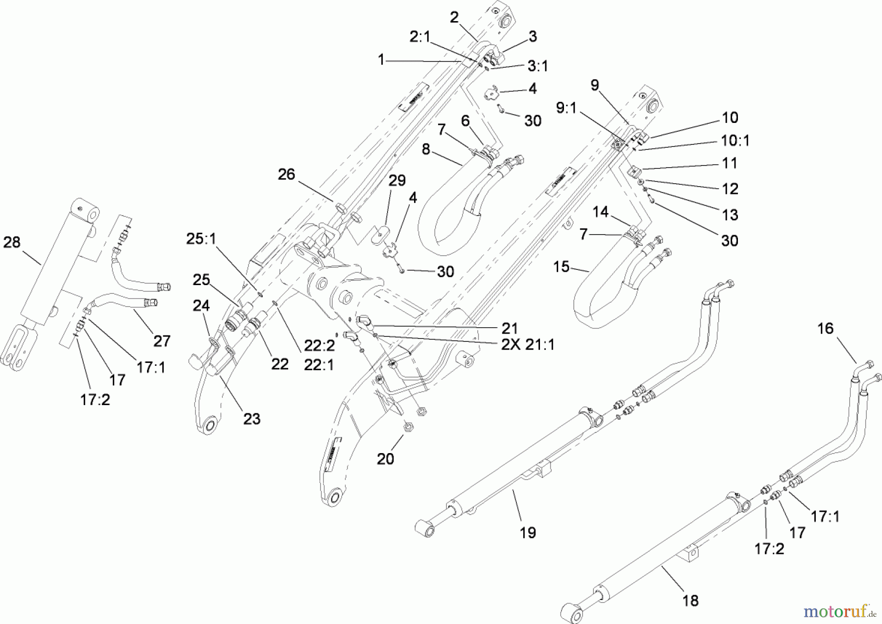  Compact Utility Loaders 22320 - Toro Dingo TX 525 Wide Track Compact Utility Loader (SN: 280000501 - 280999999) (2008) LOADER ARM HYDRAULIC ASSEMBLY