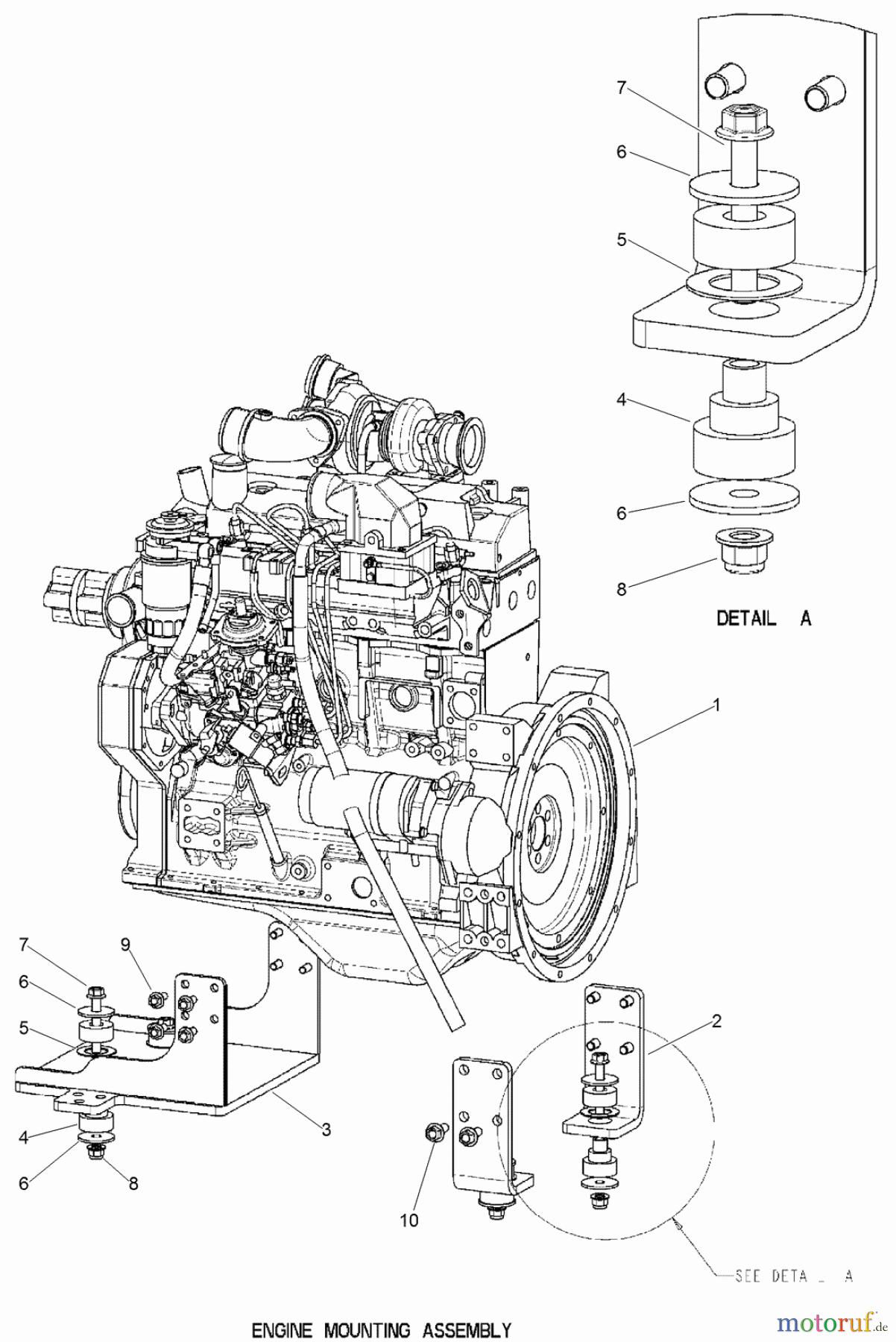  Zubehör DD2024 - Toro EarthPro Directional Drill (2007) ENGINE MOUNTING ONLY MACHINES WITH SERIAL NUMBERS DD202490145, DD202490146, DD202490148 THRU DD202490150