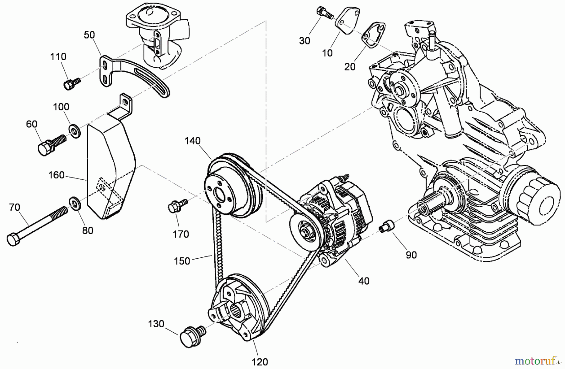 Compact Utility Loaders 22323 - Toro Dingo TX 525 Compact Utility Loader (SN: 310000001 - 310999999) (2010) ALTERNATOR, PULLEY AND FUEL PUMP COVER ASSEMBLY