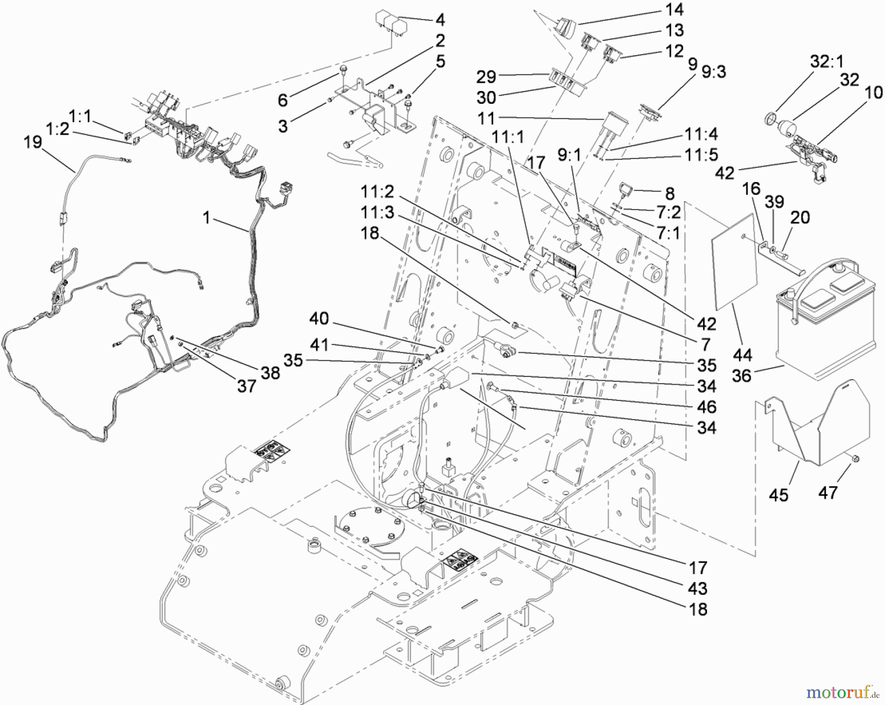  Compact Utility Loaders 22324 - Toro Dingo TX 525 Wide Track Compact Utility Loader (SN: 290000501 - 290999999) (2009) ELECTRICAL SYSTEM ASSEMBLY