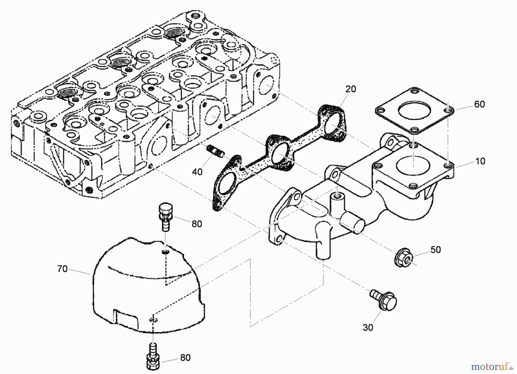  Compact Utility Loaders 22324 - Toro Dingo TX 525 Wide Track Compact Utility Loader (SN: 310000001 - 310999999) (2010) EXHAUST MANIFOLD ASSEMBLY