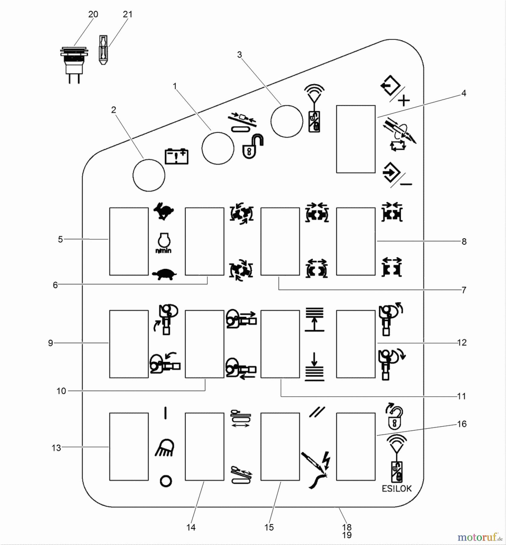  Zubehör DD2024 - Toro EarthPro Directional Drill (2007) OPERATORS SWITCH PANEL MACHINES WITH SERIAL NUMBERS DD202480144 AND AFTER